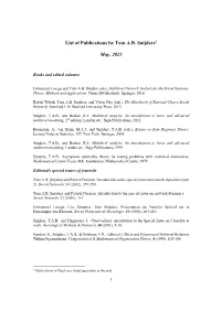 List of Publications by Tom A.B. Snijders1 May, 2021