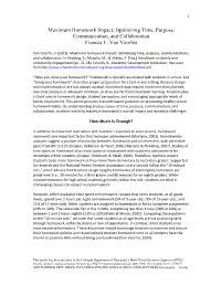 Maximum Homework Impact: Optimizing Time, Purpose, Communication, and Collaboration Frances L