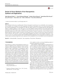 Review of Green Methods of Iron Nanoparticles Synthesis and Applications