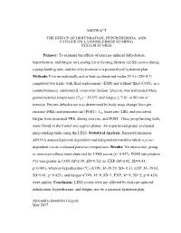 The Effect of Dehydration, Hyperthermia, and Fatigue on Landing Error Scoring System Scores