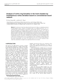 Analysis of Vortex Ring Formation in the Heart Chamber by Instantaneous Vortex Deviation Based on Convolutional Neural Network
