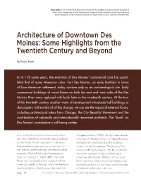 Architecture of Downtown Des Moines: Some Highlights from the Twentieth Century and Beyond