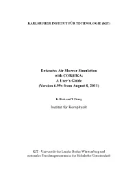 Extensive Air Shower Simulation with CORSIKA: a User's Guide