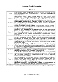 Notes on Cloud Computing Syllabus