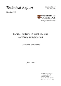 Parallel Systems in Symbolic and Algebraic Computation