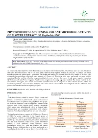 PHYTOCHEMICAL SCREENING and ANTIMICROBIAL ACTIVITY of FLOWER EXTRACT of Euphorbia Milii