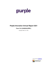 Purple Innovation Annual Report 2021