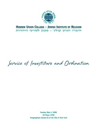 Service of Investiture and Ordination