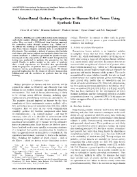 Vision-Based Gesture Recognition in Human-Robot Teams Using Synthetic Data