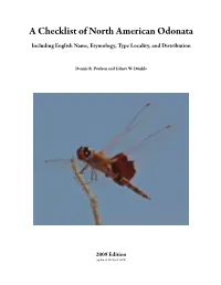 A Checklist of North American Odonata