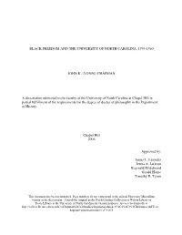 Black Freedom and the University of North Carolina at the Local Level