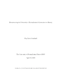 Documenting the University of Pennsylvania's Connection to Slavery