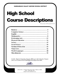 High School Course Descriptions Revised April 2010 (Updated 6/2015)