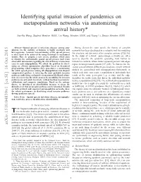 Identifying Spatial Invasion of Pandemics on Metapopulation