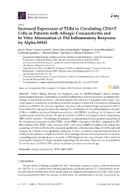 Increased Expression of TLR4 in Circulating CD4+T Cells in Patients with Allergic Conjunctivitis and in Vitro Attenuation of Th2 Inﬂammatory Response by Alpha-MSH