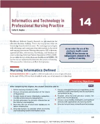 Informatics and Technology in Professional Nursing Practice