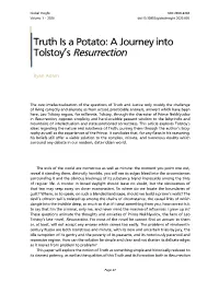 Truth Is a Potato: a Journey Into Tolstoy's Resurrection