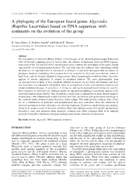 A Phylogeny of the European Lizard Genus Algyroides (Reptilia: Lacertidae) Based on DNA Sequences, with Comments on the Evolution of the Group