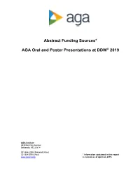 Abstract Funding Sources* AGA Oral and Poster Presentations at DDW