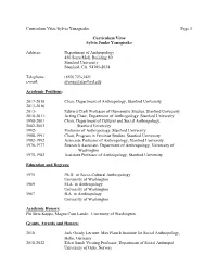 Curriculum Vitae/Sylvia Yanagisako Page 1