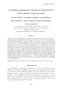 Enriching an Explanatory Dictionary with Framenet and Propbank Corpus Examples