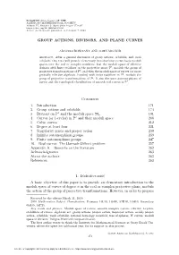 Group Actions, Divisors, and Plane Curves