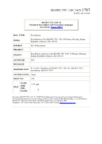 Iso/Iec Jtc 1/Sc 34 N 1707 Date: 2011-10-03