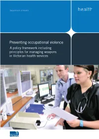 Preventing Occupational Violence a Policy Framework Including