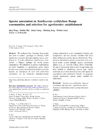 Species Association in Xanthoceras Sorbifolium Bunge Communities and Selection for Agroforestry Establishment