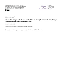 Supplement of Reconstructing Late Holocene North Atlantic Atmospheric Circulation Changes Using Functional Paleoclimate Networks
