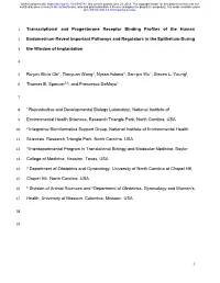 Transcriptional and Progesterone Receptor Binding Profiles of the Human