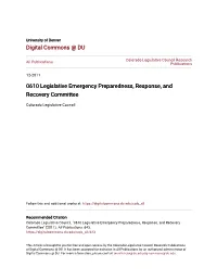 0610 Legislative Emergency Preparedness, Response, and Recovery Committee