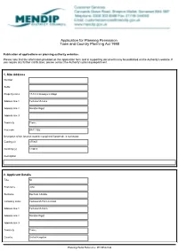 Application for Planning Permission. Town and Country Planning Act 1990