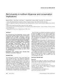 Bird Diversity in Northern Myanmar and Conservation Implications