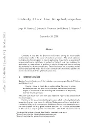 Continuity of Local Time: an Applied Perspective Arxiv:1503.04660V1