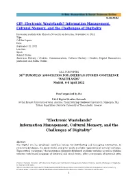 “Electronic Wastelands? Information Management, Cultural Memory, and the Challenges of Digitality”