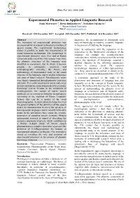 Experimental Phonetics in Applied Linguistic Research