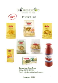 Full Product List 2018