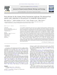 Host Selection by the Cleaner Shrimp Ancylomenes Pedersoni: Do Anemone Host Species, Prior Experience Or the Presence of Conspeciﬁc Shrimp Matter?