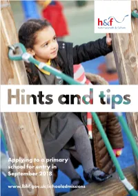 Applying to Primary School in H&F for Entry in September 2018