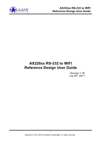 Ax220xx RS-232 to Wifi Reference Design User Guide