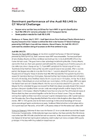 Dominant Performance of the Audi R8 LMS in GT World Challenge