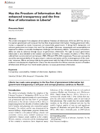 Has the Freedom of Information Act Enhanced Transparency and The