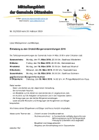 Mitteilungsblatt Dittenheim Nr. 01/2019
