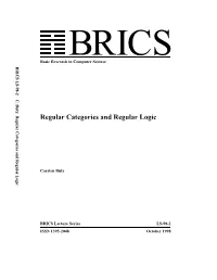 Regular Categories and Regular Logic Basic Research in Computer Science