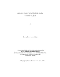 Aboriginal Student Persistence and Success In