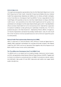 Acknowledgements This Report Was Developed by Representatives from the Chin State Health Department, Central Mohs Department Of