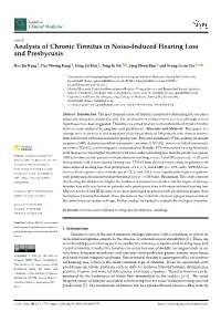Analysis of Chronic Tinnitus in Noise-Induced Hearing Loss and Presbycusis