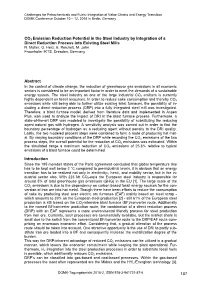 CO2 Emission Reduction Potential in the Steel Industry by Integration of a Direct Reduction Process Into Existing Steel Mills Ab
