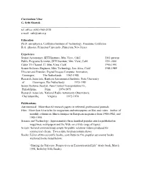 Curriculum Vitae G. Seth Shostak ______Tel